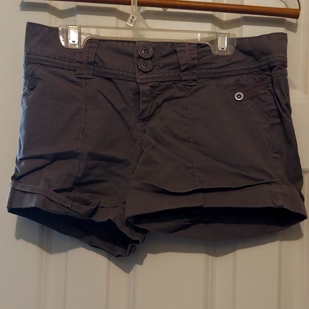 Gray light denim shorts